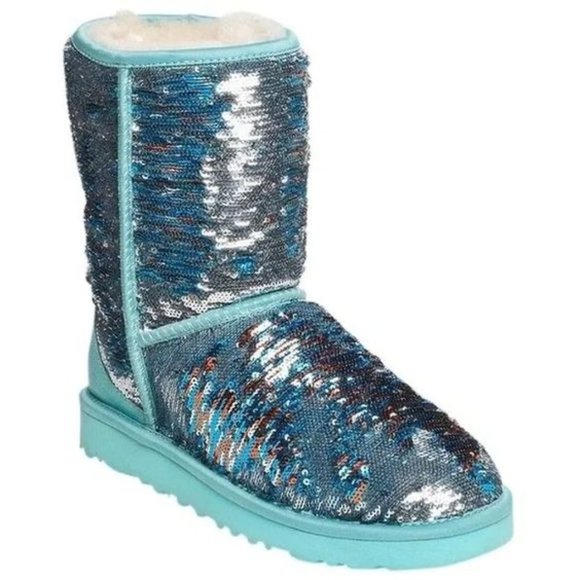 UGG Shoes - UGG Classic Short Sequin Blue Red Silver Boots